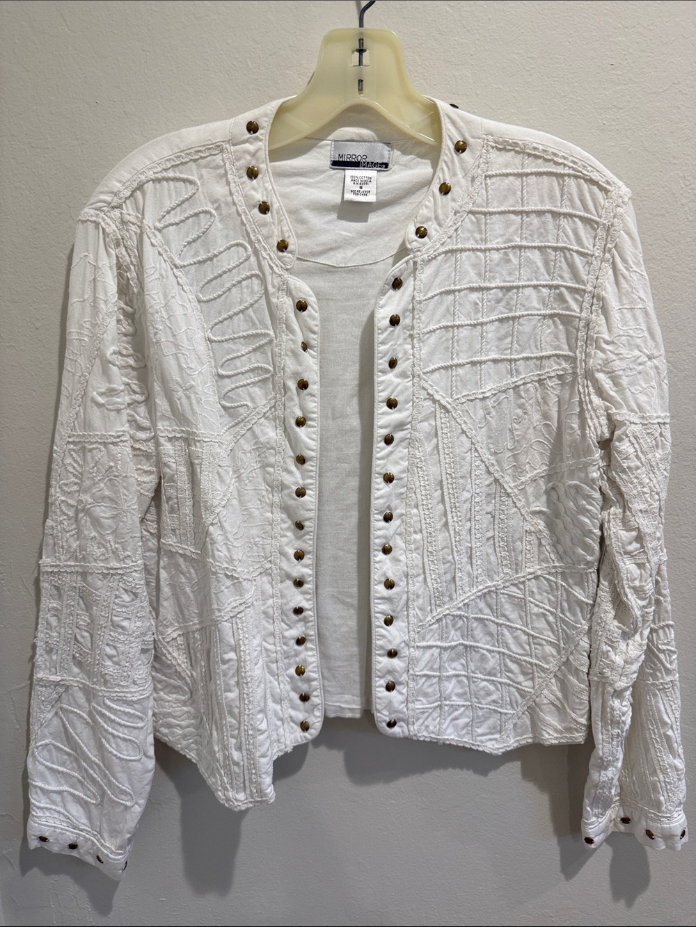 Vintage Embroidered open front Jacket with brass detail